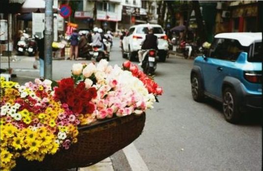 Florist preparing bouquet